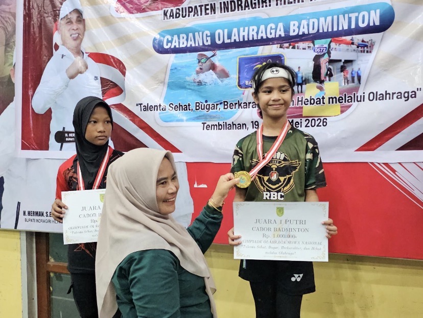 Dita Viola Juara Badminton Putri O2SN Inhil 2026, Harumkan Nama SDN 001 Tembilahan Hulu ke Tingkat P