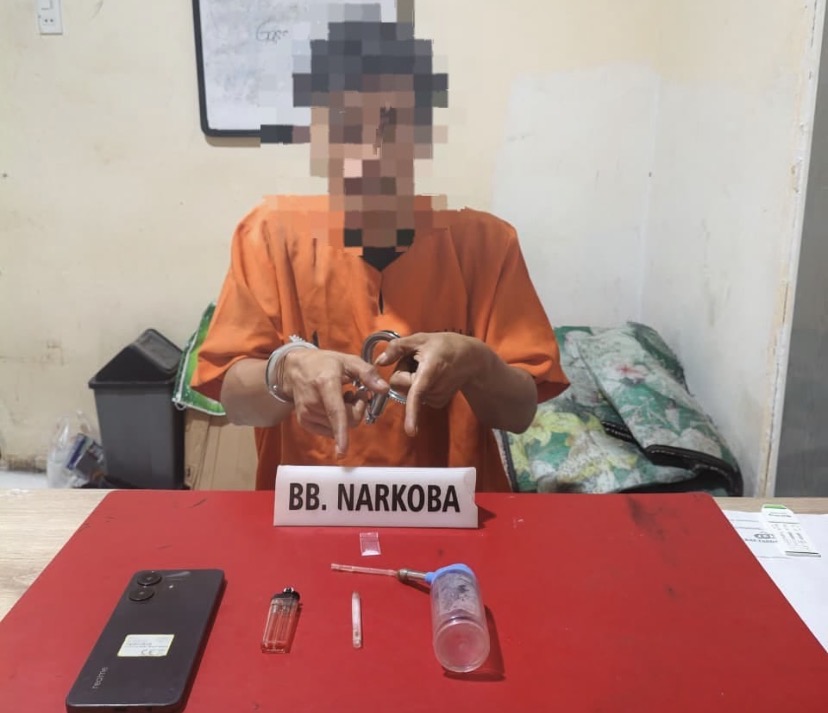 SATRESNARKOBA POLRES KAMPAR UNGKAP PENGGUNA SABU DI DESA GANTING DAMAI SITA 1,61 GRAM NARKOTIKA