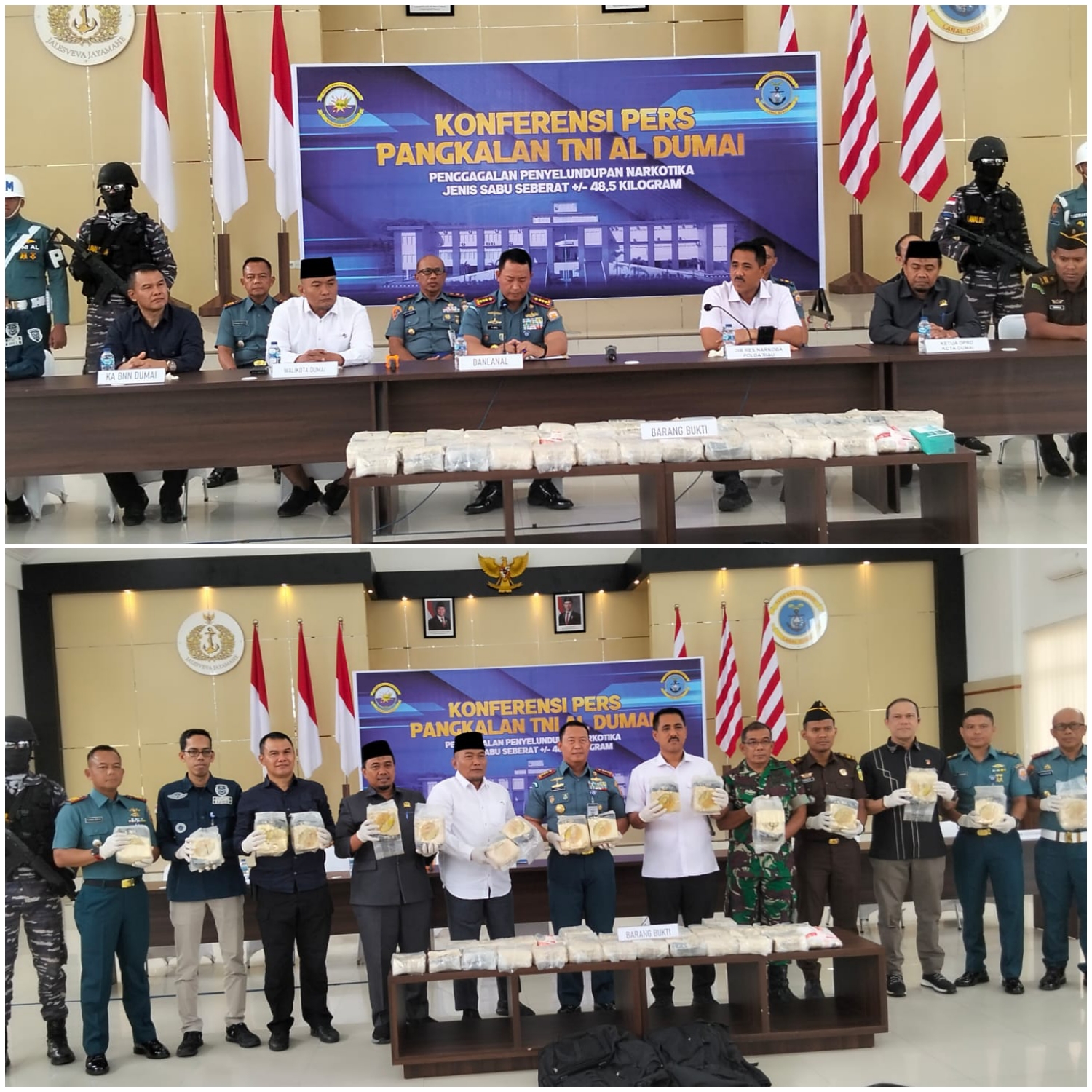 TNI AL Berantas Narkotika Sebanyak 48,54 KG Sabu dari Malaysia Berhasil di Amankan di Dumai