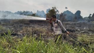 Temukan Kebakaran Lahan,Tim Patroli Gabungan Polsek Tapung,Koramil dan MPA Lakukan Pemadaman