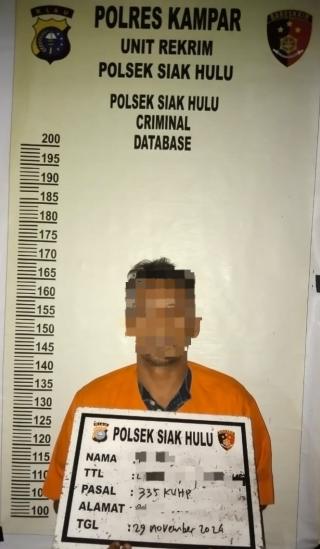 Anak Durhaka Ancam Bunuh Ibu Kandung Demi Uang, Ditangkap Polsek Siak Hulu