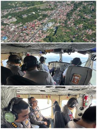 Kapolda Raiu pantau arus lalu lintas dari udara  jelang arus balik