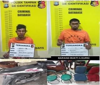 Kepergok Curi Empat Kursi dari Teras Rumah Warga,Polsek Tampan Amankan Dua Buruh Dari Amukan Massa