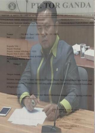 Surat Berisikan Pengumpulan KTP dan KK di AREAL PT Torganda,TERKAIT PILKADA ULANG