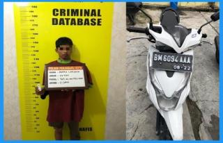 Terekam CCTV Curi Sepeda Motor di Parkiran PT Rifan,Seorang Pemuda Diamankan Polsek Pekanbaru Kot