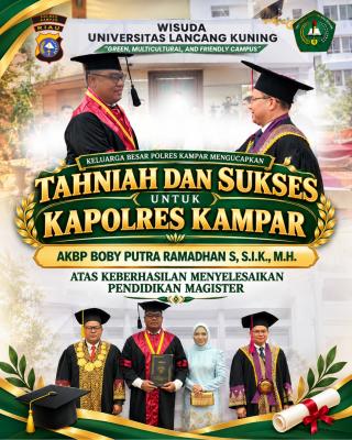 Di Tengah Kesibukan Tugas, Kapolres Kampar Selesaikan Studi Magister di Universitas Lancang Kuning