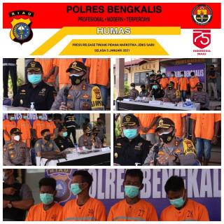 Polres Bengkalis Bersama BC Sikat Pelaku Penyeludupan Narkotika Jenis Sabu