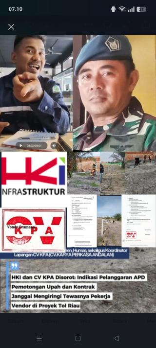 Proyek Tol HKI Riau Memanas, Oknum TNI AU Diduga Intervensi Media, Pelanggaran Ketenagakerjaan