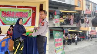 Polres Kampar Hadir Bantu Warga, Ribuan Kilogram Beras SPHP Dijual Murah Dipasar Ramayana Bangkinang