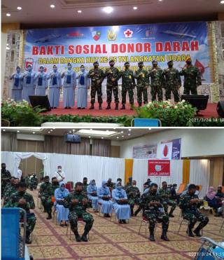 Gelar Bakti Sosial Donor Darah Bersamaan HUT Ke 75 TNI Angkatan Udara Lanud Roesmin Nurjadin