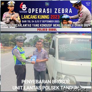 Tim Ops Zebra LK 2023 Polres Rohul,Giat Penyebaran Brosur Kamseltibcarlantas Dan Penempelan Striker 