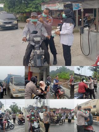 Serentak Sebar 2.450 Masker di 13 Wilayah, Polres Kampar  Polsek Jajaran Lindungi Warga dari Ancaman