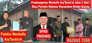 Warga Perintis Makmur Gotong Royong Bangun Musholla, Pengurus Ketok Pintu DPRD Provinsi dan BAZNAS T