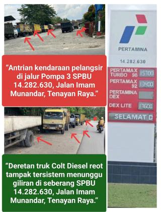 Mafia Solar SPBU 14.282.630 Jalan Imam Munandar, Puluhan Truk Pelangsir Antri Jalur Pompa 3 