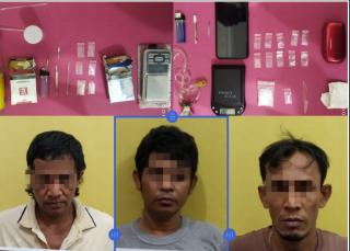 3 Pengedar Shabu Diciduk Resnarkoba Polres Kampar Pada 2 Lokasi Didesa Kebun Durian
