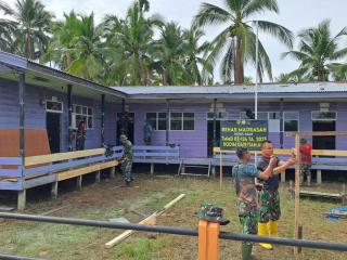 Pengerjaan Madrasah Terus Dilanjutkan, Satgas TMMD Targetkan Selesai Tepat Waktu