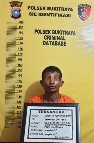 Seorang Tersangka Curanmor Mendekam Dibalik Jeruji Besi Polsek Bukit Raya