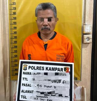 Polres Kampar Tangkap Pensiun PNS Terkait Kasus Pencabulan Pada Anak Usia 7 Tahun