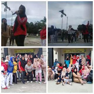 Bhayangkari Polsek Reteh Gelar Senam Sehat Bersama Masyarakat kec Reteh untuk Jalin Kebersamaan