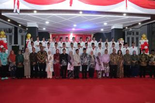 Suasana Merah Putih Penuhi Balai Bupati, Kapolres Kampar Hadir Meriahkan Malam Resepsi Kenegaraan HU