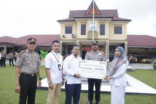 Kapolres Kampar Menyaksikan Penyerahan Santunan, PT. Asabri Dan Bank Mandiri Taspen