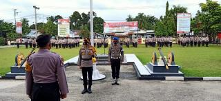 Kapolres Kampar Pimpin Apel Serpas Anggotanya untuk Tugas Pengamanan Pilkada di Rohul