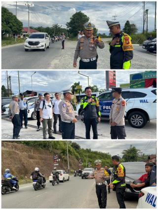 Dirlantas Polda Riau Tinjau Langsung Arus Balik Lebaran di Exit Tol XIII Koto Kampar