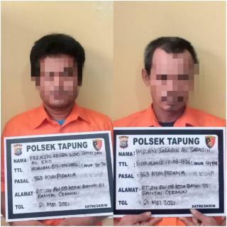 Curi Plat Test Tank Milik PT. Chevron, 2 Warga Pantai Cermin ini Diamankan Polsek Tapung