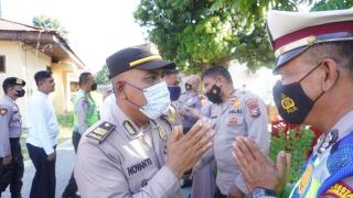 Pisah Sambut Waka, Kanit Samapta dan Kanit Lantas Polsek Tampan diselenggarakan di halaman Polsek Ta