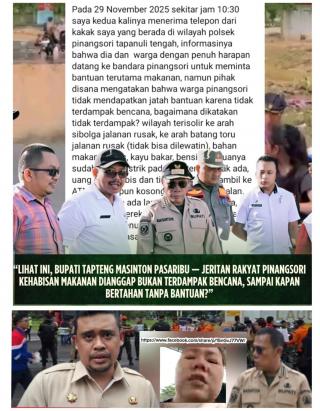 Lihat Ini,Bupati Tapteng Masinton Pasaribu, Jeritan Rakyat Pinangsori Kehabisan Makanan