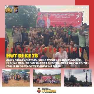 Memeriahkan HUT RI Ke-78, Kapolsek Tapung Hulu Bersama Personil Gelar Lomba Kearifan Lokal