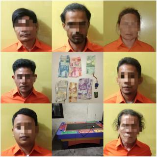 Polsek Tapung Hulu Tangkap 7 Pelaku Judi Ketangkasan Tembak Ikan di Desa Kasikan