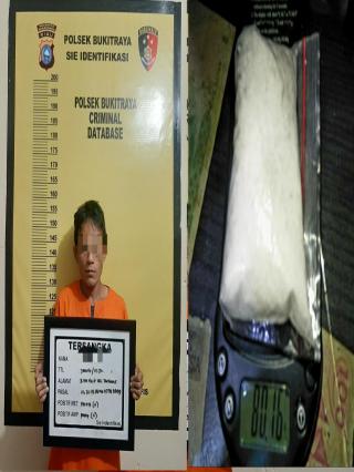 Miliki Sabu 80,16 gram,Seorang Tersangka Pengedar Shabu Ditangkap Buser Polsek Bukit Raya