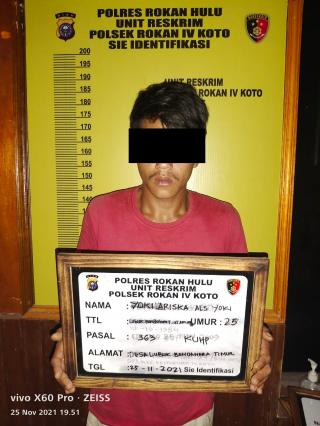 Hand Phone Seorang PNS Di Rohul Disikat Maling, Pelaku Diringkus Polisi