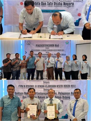 Penandatanganan MOU Bidang perdata Dan Tata Usaha Negara, Antara Kejaksaan Negeri Rokan Hulu Dengan 