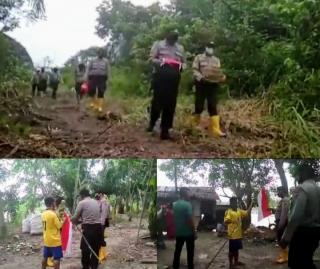 HUT RI ke 75,Polsek Tenayan Raya Berikan Bendera Merah Putih dan Sembako