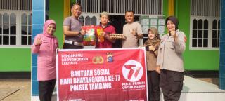 Sambut Hari Bhayangkara Ke-77, Polsek Tambang Goro Bersihkan Masjid dan Berbagi Sembako